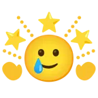 stella che brilla + faccina sorridente con lacrima