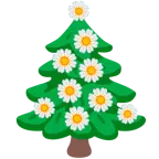 fiore + albero sempreverde