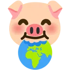 หน้าหมู + ลูกโลกแสดงทวีปยุโรปและแอฟริกา
