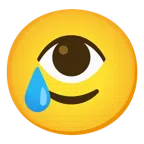 occhio + faccina sorridente con lacrima