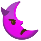 faccina arrabbiata con corna + faccina ultimo quarto di luna