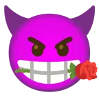 faccina arrabbiata con corna + rosa
