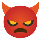 angry face with horns + angry face with horns