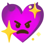 faccina arrabbiata con corna + cuore che luccica