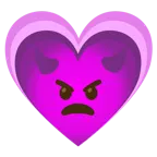 faccina arrabbiata con corna + cuore che cresce