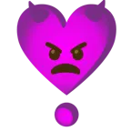 faccina arrabbiata con corna + punto esclamativo a cuore