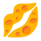 impronta della bocca + fetta di formaggio