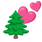 due cuori + albero sempreverde
