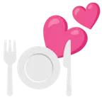 due cuori + piatto e posate