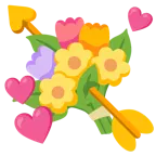 cuore con freccia + mazzo di fiori