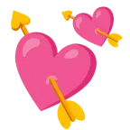 cuore con freccia + due cuori