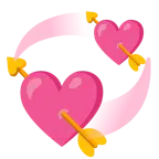 cuore con freccia + cuori che girano