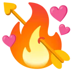 cuore con freccia + fuoco