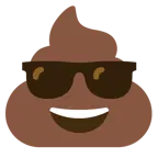 cacca + faccina con sorriso e occhiali da sole