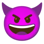 grinning face + angry face with horns