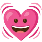 grinning face + beating heart