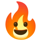 grinning face + fire