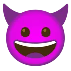 grinning face + smiling face with horns