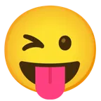 grinning face + winking face with tongue