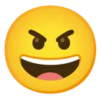 grinning face + angry face