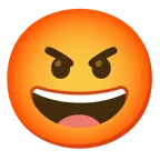 grinning face + enraged face