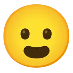 grinning face + frowning face with open mouth