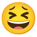 grinning face + tired face