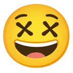 grinning face + face with crossed-out eyes