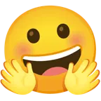 grinning face + smiling face with open hands