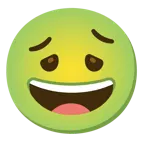 grinning face + nauseated face