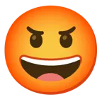 grinning face + face with symbols on mouth