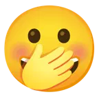 grinning face + face with hand over mouth