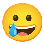 grinning face + smiling face with tear