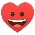 grinning face + heart suit