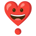 grinning face + heart exclamation