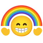 beaming face with smiling eyes + rainbow