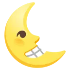 beaming face with smiling eyes + last quarter moon face