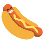 beaming face with smiling eyes + hot dog