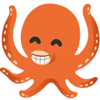 beaming face with smiling eyes + octopus
