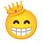 beaming face with smiling eyes + crown