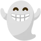 beaming face with smiling eyes + ghost