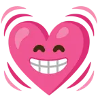 beaming face with smiling eyes + beating heart