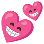 beaming face with smiling eyes + two hearts