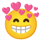 beaming face with smiling eyes + heart with arrow