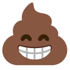 beaming face with smiling eyes + pile of poo