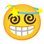 beaming face with smiling eyes + dizzy