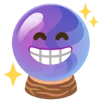 beaming face with smiling eyes + crystal ball