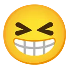 beaming face with smiling eyes + grinning squinting face