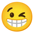 beaming face with smiling eyes + winking face