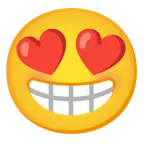 beaming face with smiling eyes + smiling face with heart-eyes